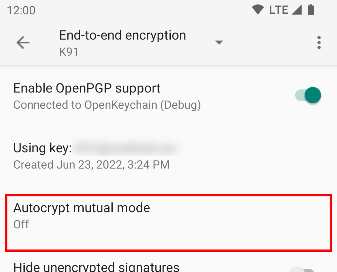 Enable autocrypt