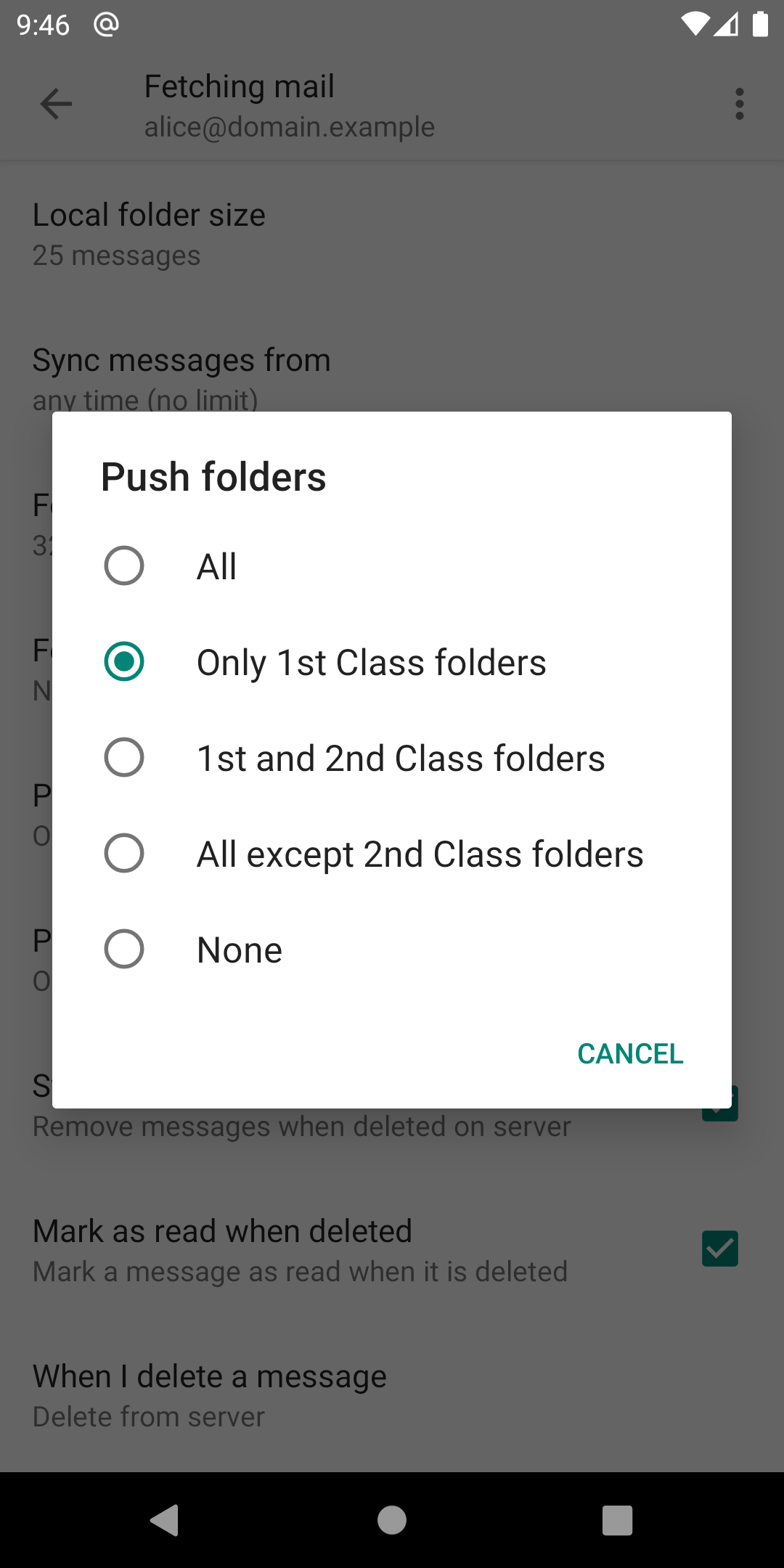 K9 Mail Push Folders