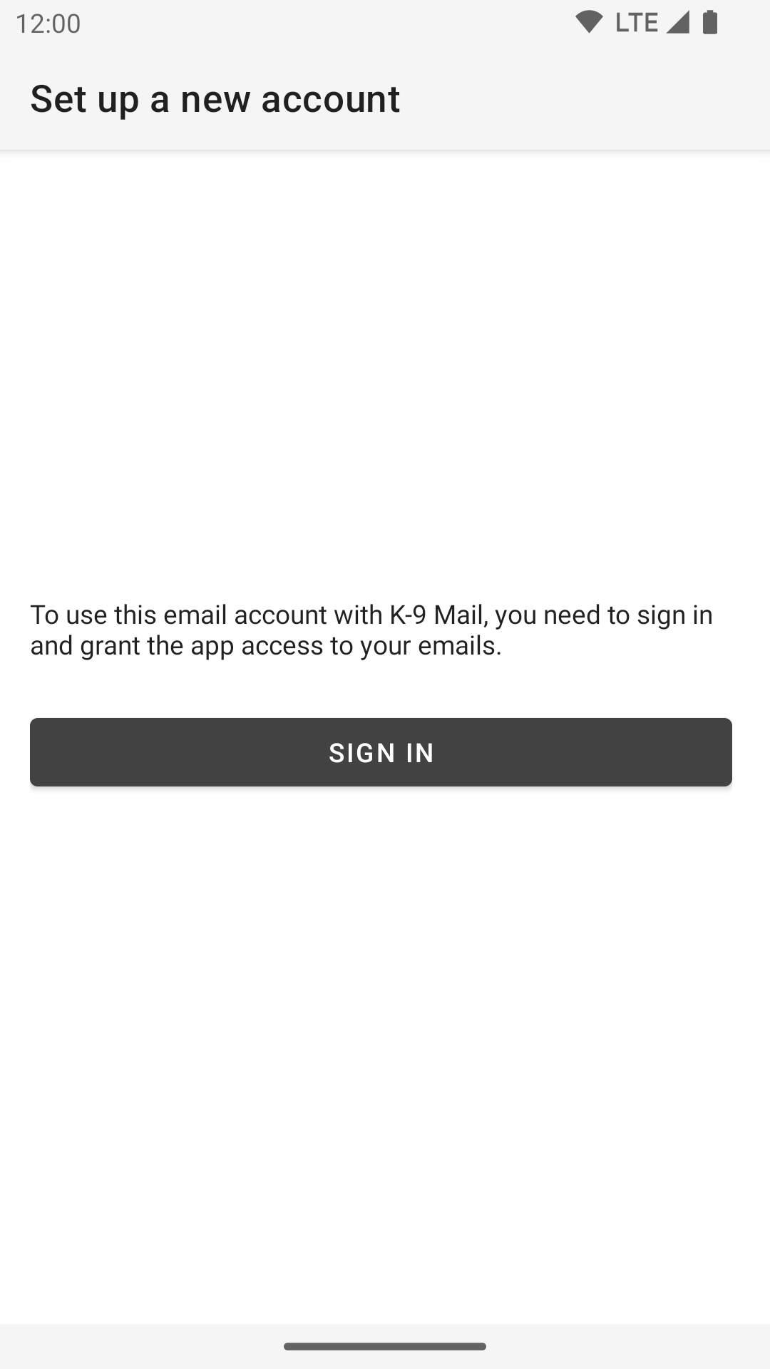 Sign in screen