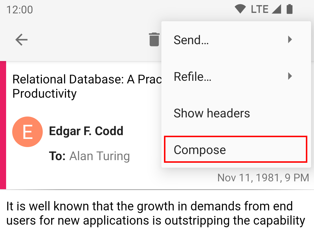 Compose menu option